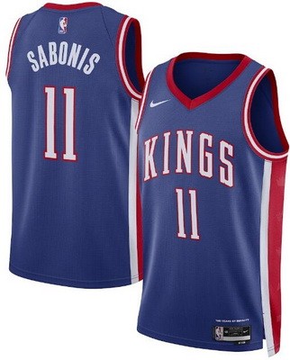 Men's Sacramento Kings #11 Domantas Sabonis Blue 2024 City Heat Press Jersey