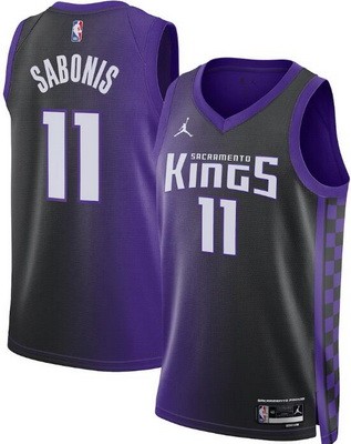 Men's Sacramento Kings #11 Domantas Sabonis Purple Statement Heat Press Jersey