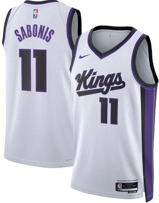 Men's Sacramento Kings #11 Domantas Sabonis White Heat Press Jersey