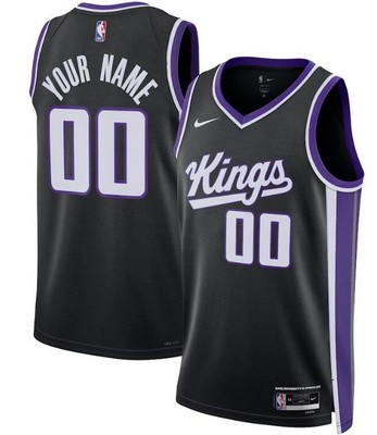 Men's Sacramento Kings Custom Black Icon Heat Press Jersey