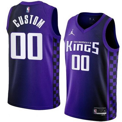 Men's Sacramento Kings Custom Purple Statement Icon Heat Press Jersey