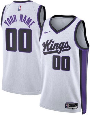 Men's Sacramento Kings Custom White Heat Press Jersey