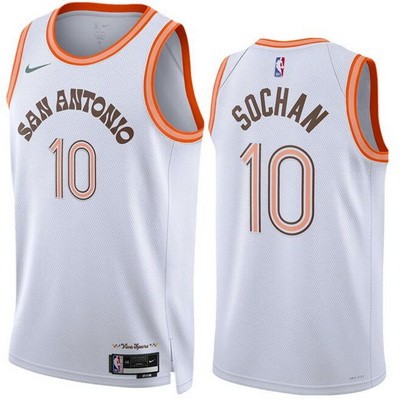 Men's San Antonio Spurs #10 Jeremy Sochan White 2023 City Icon Heat Press Jersey
