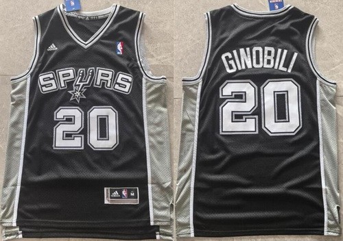 Men's San Antonio Spurs #20 Manu Ginobili Black Adidas Swingman Jersey