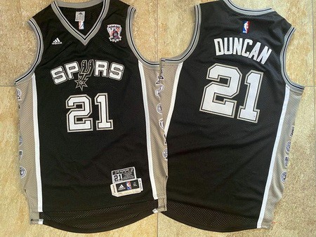 Men's San Antonio Spurs #21 Tim Duncan Black Retired Authentic Jersey