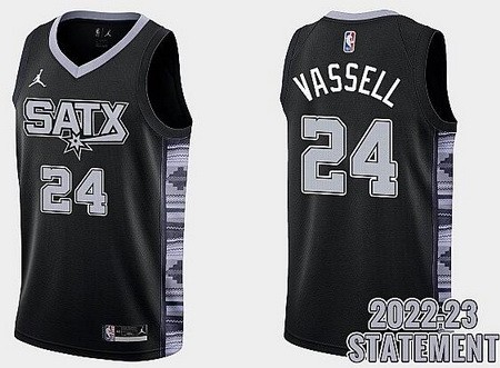 Men's San Antonio Spurs #24 Devin Vassell Black 2022 Statement Icon Hot Press Jersey