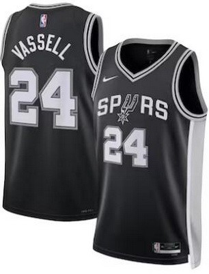 Men's San Antonio Spurs #24 Devin Vassell Black Heat Press Jersey