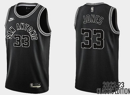 Men's San Antonio Spurs #33 Tre Jones Black 2022 Classic Icon Hot Press Jersey