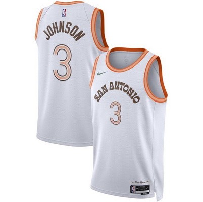 Men's San Antonio Spurs #3 Keldon Johnson White 2023 City Icon Heat Press Jersey