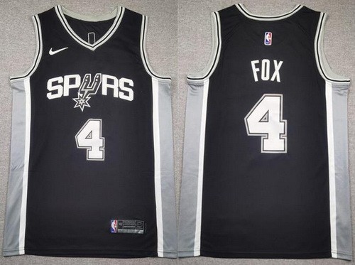 Men's San Antonio Spurs #4 De'Aaron Fox Black Swingman Jersey