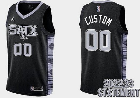 Men's San Antonio Spurs Custom Black 2023 Statement Icon Hot Press Jersey