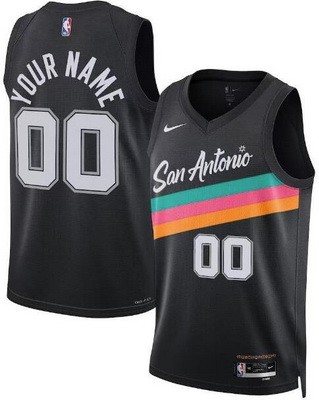 Men's San Antonio Spurs Custom Black 2025 City Heat Press Jersey