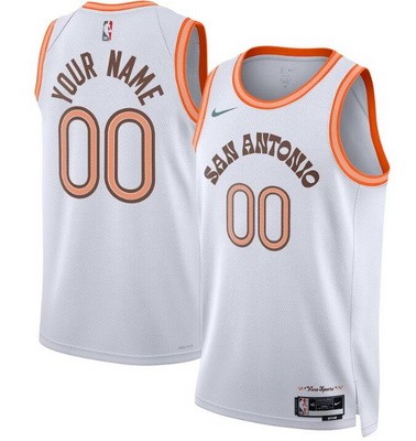 Men's San Antonio Spurs Custom White 2023 City Icon Heat Press Jersey