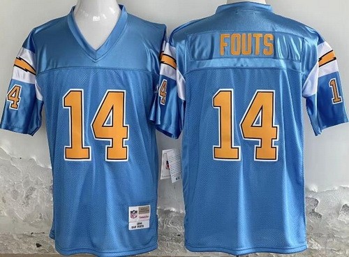 Men's San Diego Chargers #14 Dan Fouts Light Blue 1984 Throwback Jersey