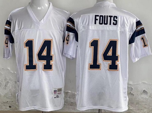 Men's San Diego Chargers #14 Dan Fouts White 1984 Throwback Jersey