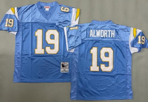 Men's San Diego Chargers #19 Lance Alworth Light Blue 1963 Throwback Jersey