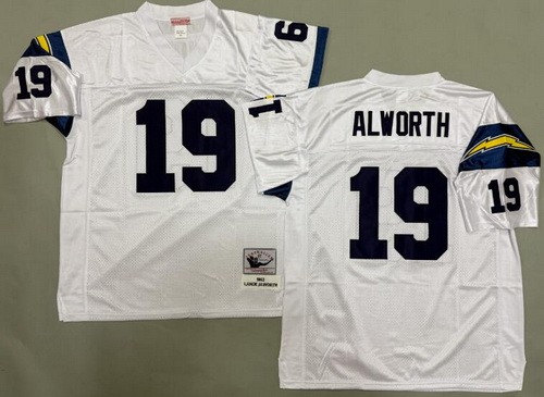 Men's San Diego Chargers #19 Lance Alworth White 1963 Throwback Jersey
