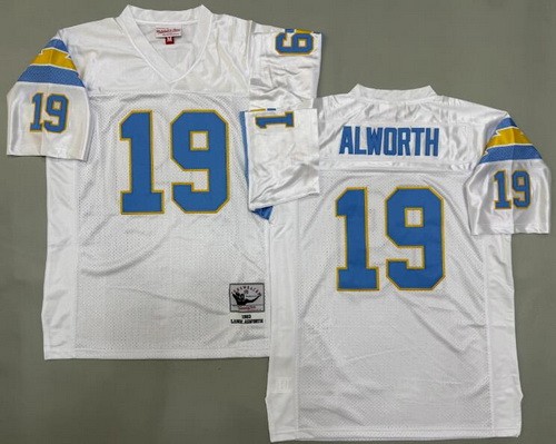 Men's San Diego Chargers #19 Lance Alworth White Alternate 1963 Throwback Jersey
