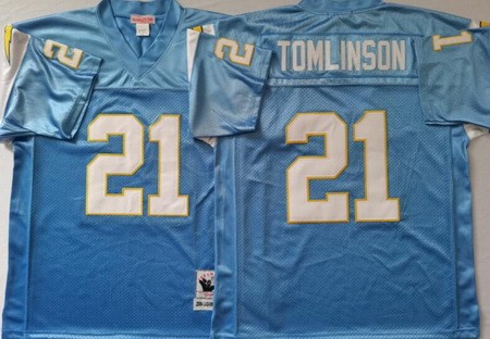 Men's San Diego Chargers #21 LaDainian Tomlinson Light Blue Throwback Jersey