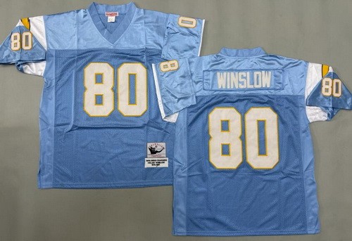 Men's San Diego Chargers #80 Kellen Winslow Light Blue Throwback Jersey