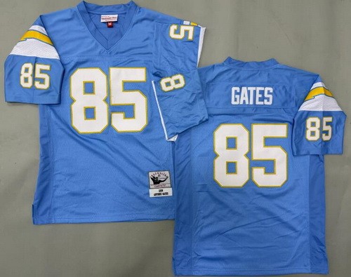Men's San Diego Chargers #85 Antonio Gates Light Blue Throwback Jersey