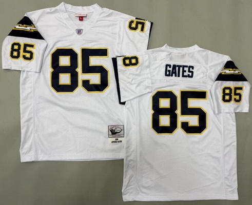 Men's San Diego Chargers #85 Antonio Gates White Throwback Jersey