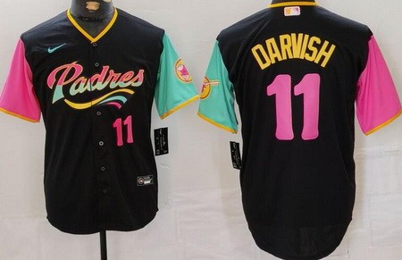 Men's San Diego Padres #11 Yu Darvish Black City Connect Player Number Cool Base Jersey