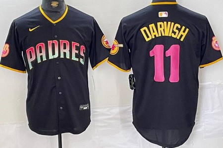 Men's San Diego Padres #11 Yu Darvish Black Fashion Baseball Jersey