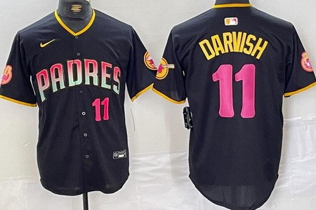 Men's San Diego Padres #11 Yu Darvish Black Player Number Fashion Baseball Jersey
