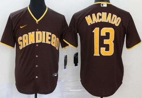 Men's San Diego Padres #13 Manny Machado Brown Cool Base Jersey