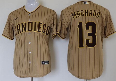 Men's San Diego Padres #13 Manny Machado Khaki 2020 Cool Base Jersey