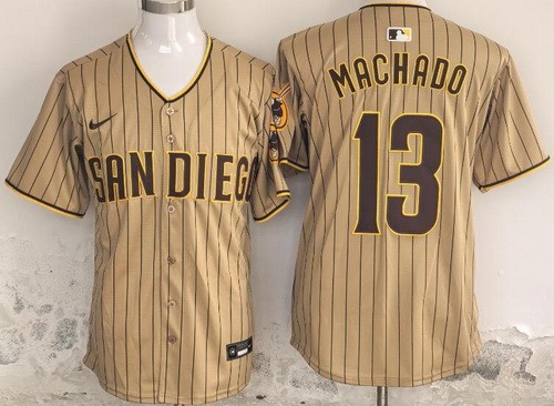 Men's San Diego Padres #13 Manny Machado Khaki Limited Jersey