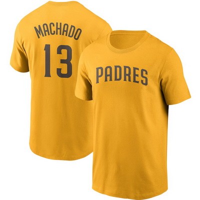 Men's San Diego Padres #13 Manny Machado Yellow Printed T Shirt 112158