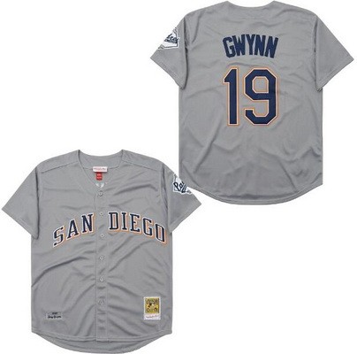 Men's San Diego Padres #19 Tony Gwynn Gray 1999 Throwback Jersey