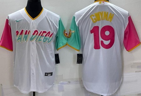 Men's San Diego Padres #19 Tony Gwynn White Player Number 2022 City Connect Cool Base Jersey