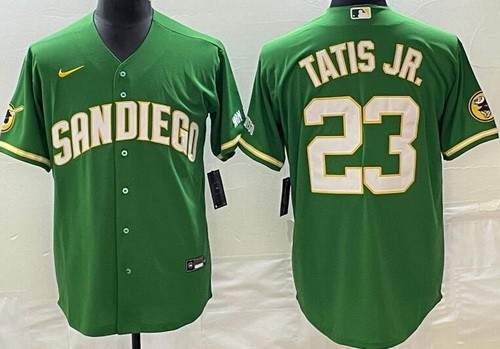 Men's San Diego Padres #23 Fernando Tatis Jr Green Cool Base Jersey
