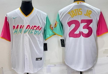 Men's San Diego Padres #23 Fernando Tatis Jr White 2022 City Connect Cool Base Jersey