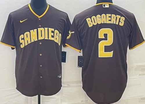 Men's San Diego Padres #2 Xander Bogaerts Brown Team Logo Cool Base Jersey