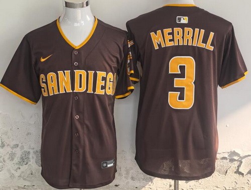Men's San Diego Padres #3 Jackson Merrill Brown Limited Jersey