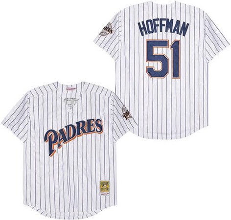 Men's San Diego Padres #51 Trevor Hoffman White Throwback Jersey
