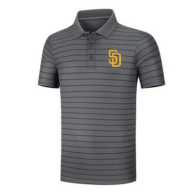 Men's San Diego Padres Anthracite Collection Striped Performance Pique Polo