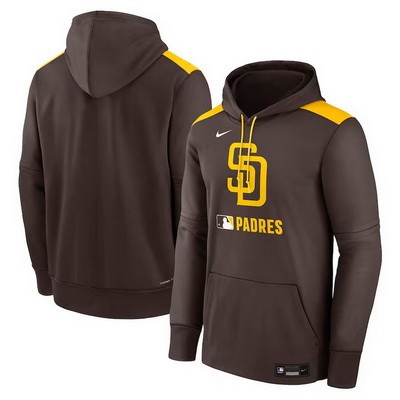 Men's San Diego Padres Brown Authentic Collection Performance Pullover Hoodie