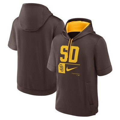 Men's San Diego Padres Brown Tri Code Lockup Short Sleeve Pullover Hoodie