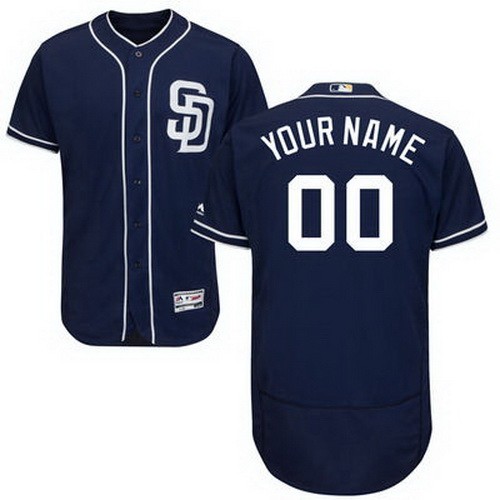 Men's San Diego Padres Customized Navy Blue FlexBase Jersey