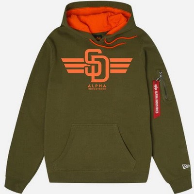Men's San Diego Padres Green Alpha Industries Pullover Hoodie