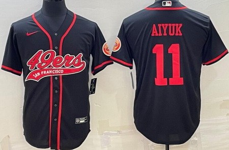 Men's San Francisco 49ers #11 Brandon Aiyuk Limited Black Baseball Jersey