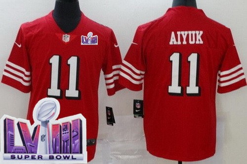 Men's San Francisco 49ers #11 Brandon Aiyuk Limited Red Alternate LVIII Super Bowl Vapor Jersey