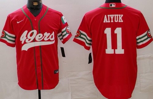 Men's San Francisco 49ers #11 Brandon Aiyuk Limited Red Mexico Fashion Baseball Jersey