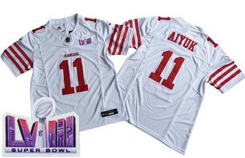 Men's San Francisco 49ers #11 Brandon Aiyuk Limited White FUSE LVIII Super Bowl Vapor Jersey