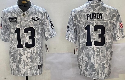Men's San Francisco 49ers #13 Brock Purdy Limited Arctic Camo 2024 Salute to Service Jersey